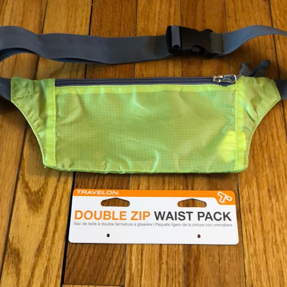 TRAVELON DOUBLE ZIP WAIST PACK NWT LIME GREEN - Picture 2 of 8